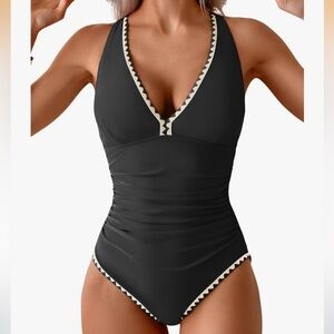 B2prity Swimsuit Tummy Control Bathing Suit Push Up Tie Back Shell Stitched